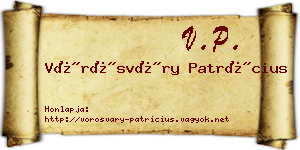 Vörösváry Patrícius névjegykártya